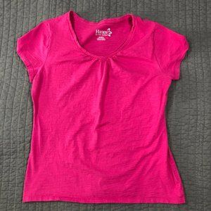 4/$15 Hot Pink T Shirt Women Medium V Neck Short Sleeve